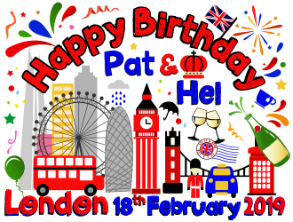 Happy Birthday Pat & Hel London 18th February 2019 logo design by aldesign
