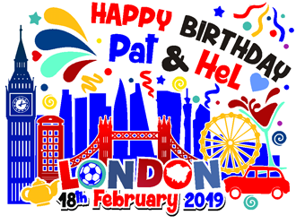 Happy Birthday Pat & Hel London 18th February 2019 logo design by coco