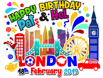Happy Birthday Pat & Hel London 18th February 2019 logo design by coco