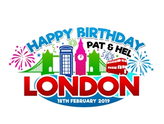 Happy Birthday Pat & Hel London 18th February 2019 logo design by DreamLogoDesign