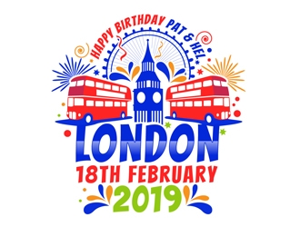 Happy Birthday Pat & Hel London 18th February 2019 logo design by DreamLogoDesign
