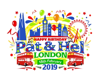 Happy Birthday Pat & Hel London 18th February 2019 logo design by DreamLogoDesign