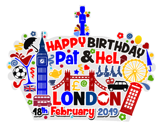 Happy Birthday Pat & Hel London 18th February 2019 logo design by coco