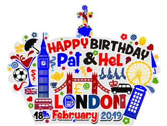 Happy Birthday Pat & Hel London 18th February 2019 logo design by coco
