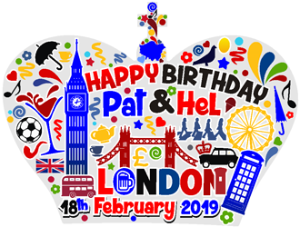 Happy Birthday Pat & Hel London 18th February 2019 logo design by coco