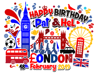 Happy Birthday Pat & Hel London 18th February 2019 logo design by coco