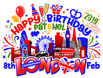 Happy Birthday Pat & Hel London 18th February 2019 logo design by ingepro