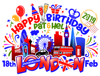 Happy Birthday Pat & Hel London 18th February 2019 logo design by ingepro