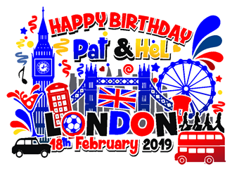 Happy Birthday Pat & Hel London 18th February 2019 logo design by coco