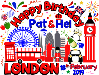 Happy Birthday Pat & Hel London 18th February 2019 logo design by aldesign