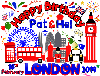 Happy Birthday Pat & Hel London 18th February 2019 logo design by aldesign