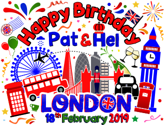 Happy Birthday Pat & Hel London 18th February 2019 logo design by aldesign