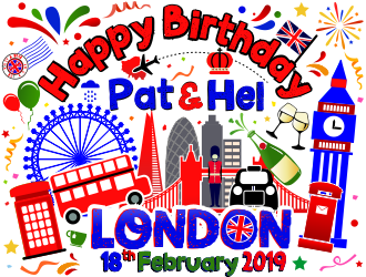 Happy Birthday Pat & Hel London 18th February 2019 logo design by aldesign