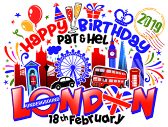 Happy Birthday Pat & Hel London 18th February 2019 logo design by ingepro