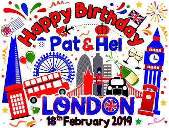 Happy Birthday Pat & Hel London 18th February 2019 logo design by aldesign