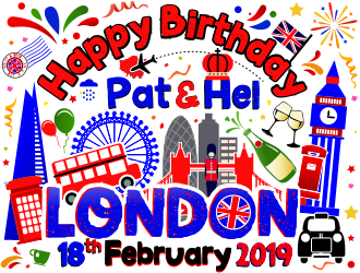 Happy Birthday Pat & Hel London 18th February 2019 logo design by aldesign