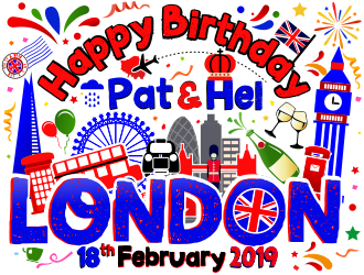 Happy Birthday Pat & Hel London 18th February 2019 logo design by aldesign