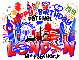 Happy Birthday Pat & Hel London 18th February 2019 logo design by ingepro