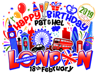 Happy Birthday Pat & Hel London 18th February 2019 logo design by ingepro