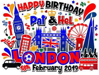 Happy Birthday Pat & Hel London 18th February 2019 logo design by coco