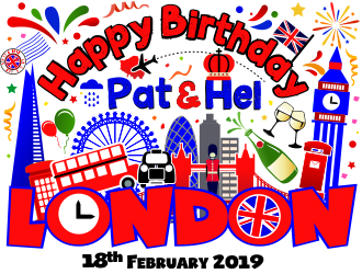 Happy Birthday Pat & Hel London 18th February 2019 logo design by aldesign