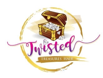 TWISTED TREASURES HAIR logo design by REDCROW
