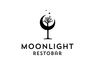 Moonight resto/bar logo design by aldesign