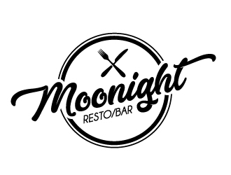 Moonight resto/bar logo design by ElonStark