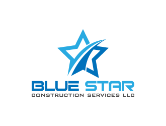 Blue Star Construction Services LLC logo design by pencilhand