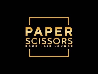 paper scissors rock hair lounge logo design by maserik