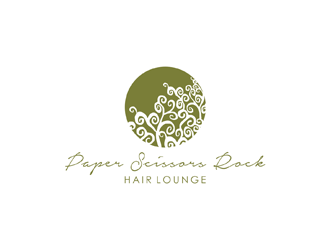 paper scissors rock hair lounge logo design by johana
