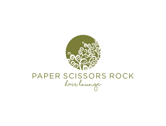 paper scissors rock hair lounge logo design by johana