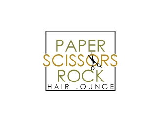 paper scissors rock hair lounge logo design by uttam