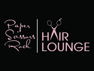 paper scissors rock hair lounge logo design by ElonStark