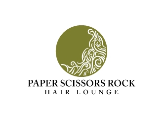 paper scissors rock hair lounge logo design by Suvendu