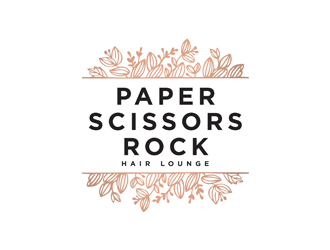 paper scissors rock hair lounge logo design by logolady