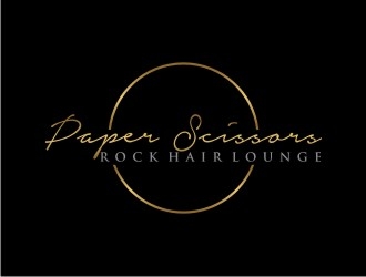 paper scissors rock hair lounge logo design by bricton