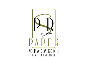 paper scissors rock hair lounge logo design by shere