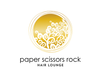 paper scissors rock hair lounge logo design by aldesign