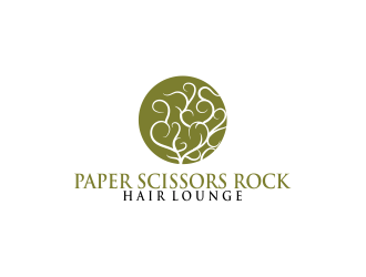 paper scissors rock hair lounge logo design by WooW