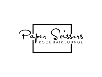 paper scissors rock hair lounge logo design by giphone
