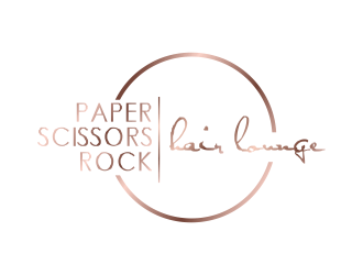 paper scissors rock hair lounge logo design by giphone