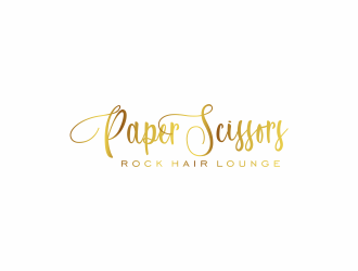 paper scissors rock hair lounge logo design by ubai popi