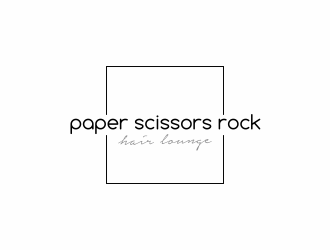 paper scissors rock hair lounge logo design by ammad