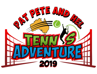 Pat Pete and Hel Tennis Adventure 2019 logo design by aldesign