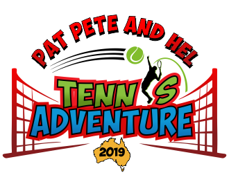 Pat Pete and Hel Tennis Adventure 2019 logo design by aldesign