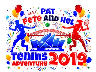 Pat Pete and Hel Tennis Adventure 2019 logo design by DreamLogoDesign