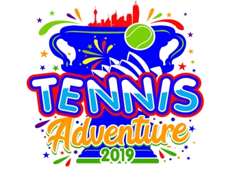 Pat Pete and Hel Tennis Adventure 2019 logo design by DreamLogoDesign