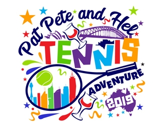 Pat Pete and Hel Tennis Adventure 2019 logo design by DreamLogoDesign