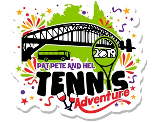 Pat Pete and Hel Tennis Adventure 2019 logo design by DreamLogoDesign